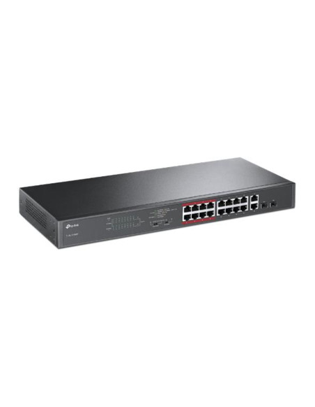 Switch, TP-LINK, Desktop/pedestal, 16x10Base-T / 100Base-TX, 2x10/100/1000BASE-T/SFP combo, PoE+ ports 16, 192 Watts, TL-SL1218
