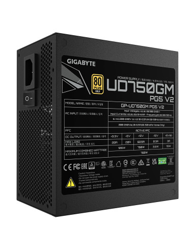 Power Supply, GIGABYTE, UD750GM PG5 V2, ATX 3.1, 750 Watts, Efficiency 80 PLUS GOLD, PFC Active, MTBF 100000 hours, GP-UD750GMP
