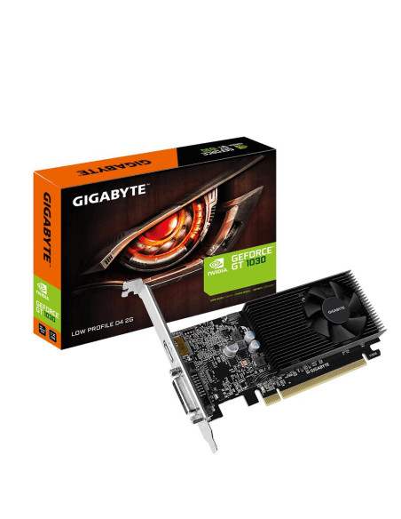 Graphics Card, GIGABYTE, NVIDIA GeForce GT 1030, 2 GB, GDDR4, 64 bit, PCIE 3.0 16x, Memory 2100 MHz, GPU 1177 MHz, Single Slot 