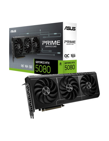 Graphics Card, ASUS, NVIDIA GeForce RTX 5080, 16 GB, GDDR7, 256 bit, PCIE 5.0 16x, 1xHDMI, 3xDisplayPort, PRIME-RTX5080-O16G