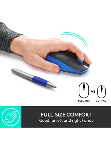 MOUSE USB OPTICAL WRL M190/BLUE 910-005907 LOGITECH