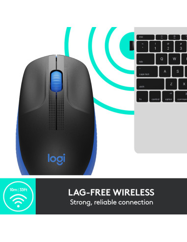 MOUSE USB OPTICAL WRL M190/BLUE 910-005907 LOGITECH