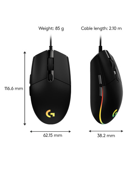 MOUSE USB OPTICAL G203/BLACK 910-005796 LOGITECH