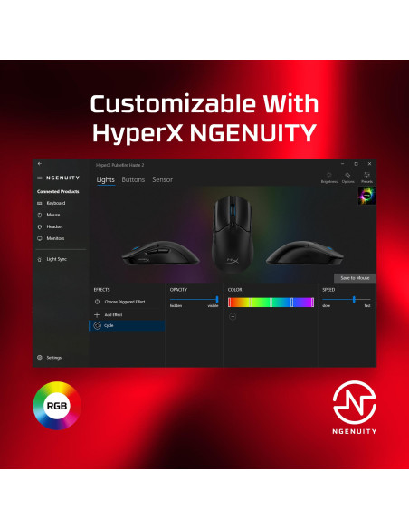 MOUSE USB OPTICAL PULSEFIRE/HASTE 2 BLACK HYPERX