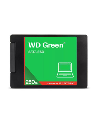 SSD, WESTERN DIGITAL, Green, 250GB, 3D NAND, Read speed 545 MBytes/sec, 2,5", MTBF 2000000 hours, WDS250G5G0A