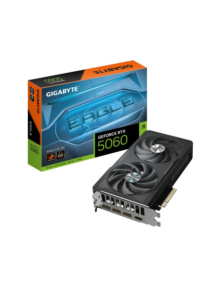 Graphics Card, GIGABYTE, NVIDIA GeForce RTX 5060, 8 GB, GDDR7, 128 bit, PCIE 5.0 16x, GPU 2550 MHz, Dual Slot Fansink, GV-N5060