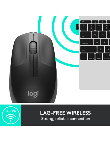 MOUSE USB OPTICAL WRL M190/CHARCOAL 910-005905 LOGITECH