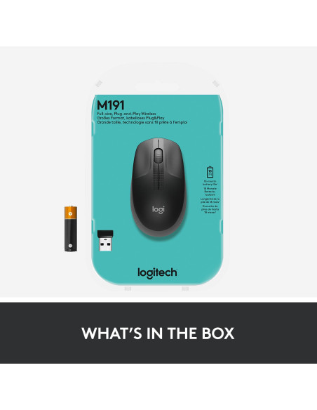 MOUSE USB OPTICAL WRL M190/CHARCOAL 910-005905 LOGITECH
