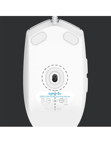 MOUSE USB OPTICAL G203/WHITE 910-005797 LOGITECH