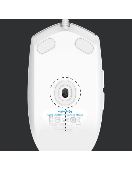 MOUSE USB OPTICAL G203/WHITE 910-005797 LOGITECH