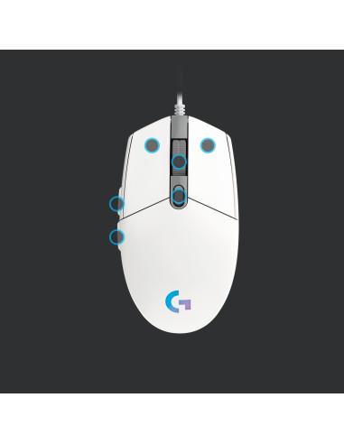 MOUSE USB OPTICAL G203/WHITE 910-005797 LOGITECH