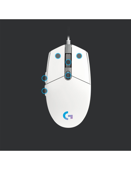 MOUSE USB OPTICAL G203/WHITE 910-005797 LOGITECH