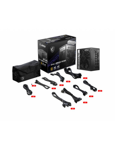 Power Supply, MSI, 850 Watts, Efficiency 80 PLUS GOLD, PFC Active, MPGA850GPCIE5