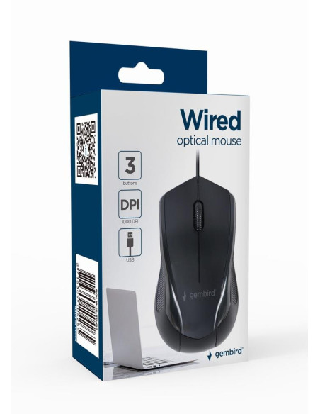 MOUSE USB OPTICAL/BLACK MUS-3B-02 GEMBIRD