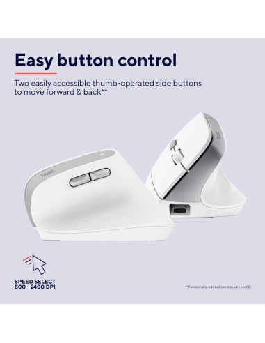 MOUSE USB OPTICAL WRL BAYO II/ERGO WHT 25398 TRUST