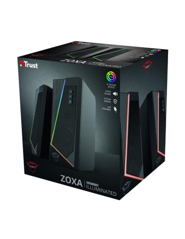 Speaker, TRUST, GXT 609 Zoxa RGB Illuminated Speaker Set, 1xUSB 2.0, Black, 24070