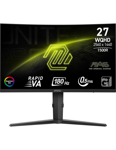 LCD Monitor, MSI, MAG 275CQRF QD E2, 27", Gaming/Curved, Swivel, Height adjustable, Tilt, Matte, Panel VA, 2560x1440, 16:9, 180