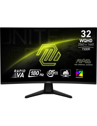 LCD Monitor, MSI, MAG 32CQ6F, 31.5", Gaming/Curved, Panel VA, 2560x1440, 16:9, 180 Hz, 0.5 ms, MAG32CQ6F
