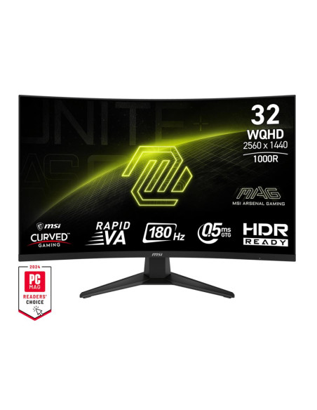 LCD Monitor, MSI, MAG 325CQF, 31.5", Gaming/Curved, Panel VA, 2560x1440, 16:9, 180Hz, 0.5 ms, MAG325CQF
