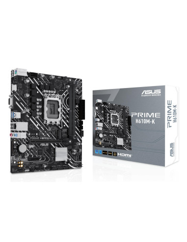 Mainboard, ASUS, Intel H610, LGA1700, Micro-ATX, Memory DDR5, Memory slots 2, 1xPCI-Express 3.0 1x, 1xPCI-Express 4.0 16x, 1xM.