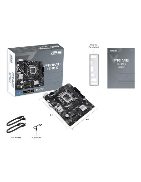 Mainboard, ASUS, Intel H610, LGA1700, Micro-ATX, Memory DDR5, Memory slots 2, 1xPCI-Express 3.0 1x, 1xPCI-Express 4.0 16x, 1xM.