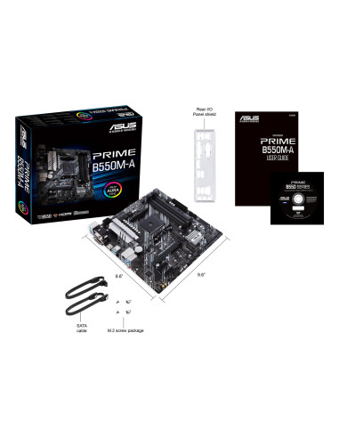 Mainboard, ASUS, AMD B550, SAM4, MicroATX, Memory DDR4, Memory slots 4, 2xPCI-Express 3.0 1x, 1xPCI-Express 4.0 16x, 2xM.2, 1x1