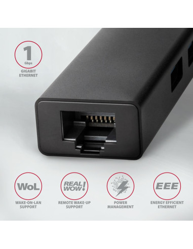 I/O HUB USB-C 4PORT GLAN/0.2M HMC-GL3A AXAGON