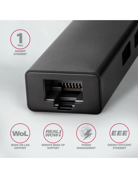 I/O HUB USB-C 4PORT GLAN/0.2M HMC-GL3A AXAGON