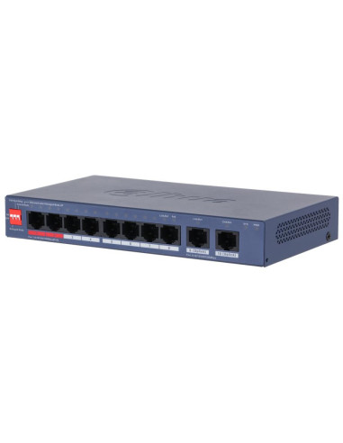 Switch, DAHUA, DH-CS4010-8ET2GT-110, Switch layer L2, 8xRJ-45 ports, RJ-45 Ports Type Fast Ethernet (10/100), 2xGigabit Etherne