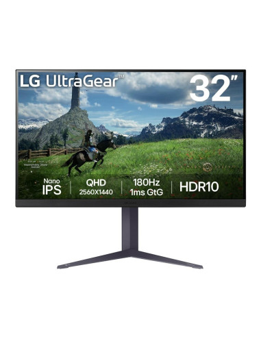 LCD Monitor, LG, 31.5", Panel IPS, 2560x1440, 16:9, 180Hz, 1 ms, Pivot, Height adjustable, Tilt, Colour Black, 32GS85Q-B