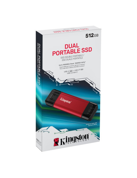 External SSD, KINGSTON, 512GB, 3D NAND, Write speed 950 MBytes/sec, Read speed 1050 MBytes/sec, SPSD/512GB