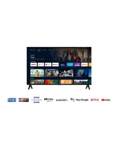 TV Set, TCL, 32", Smart/FHD, 1920x1080, Wireless LAN, Bluetooth, Android TV, Black, 32S5400AF