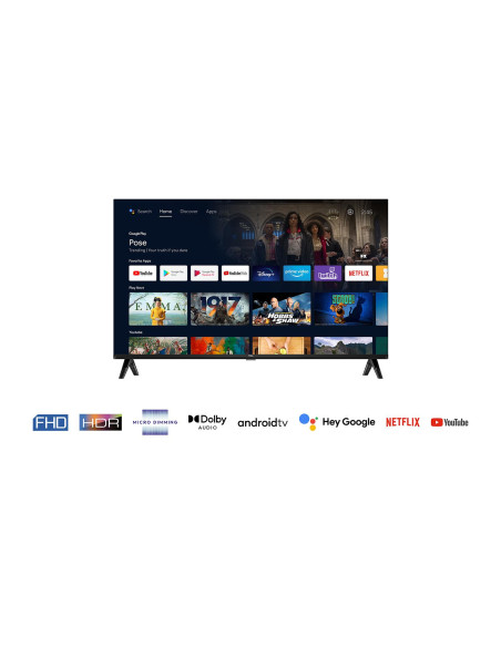 TV Set, TCL, 32", Smart/FHD, 1920x1080, Wireless LAN, Bluetooth, Android TV, Black, 32S5400AF