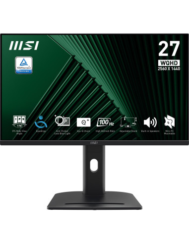 LCD Monitor, MSI, PRO MP275QPG, 27", Business, Panel IPS, 2560x1440, 16:9, 100 Hz, 1 ms, Speakers, PROMP275QPG