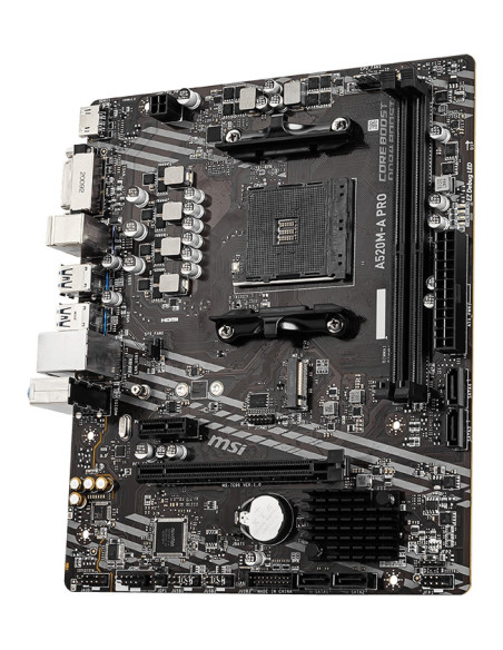 Mainboard, MSI, AMD A520, SAM4, MicroATX, 1xPCI-Express 3.0 1x, 1xPCI-Express 3.0 16x, 1xM.2, Memory DDR4, Memory slots 2, 1xDV