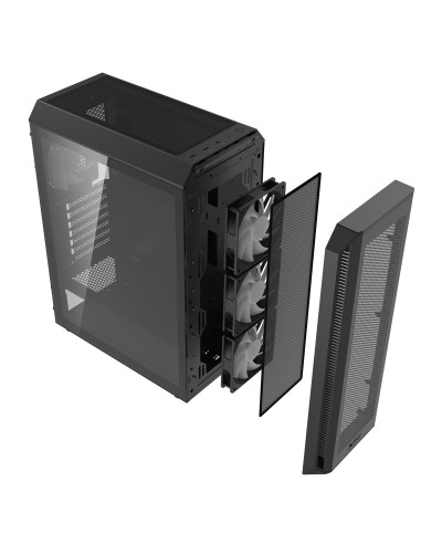 Case, ADATA, VALOR AIR PLUS MID, MidiTower, Case product features Transparent panel, ATX, MicroATX, MiniITX, Colour Black, VALO