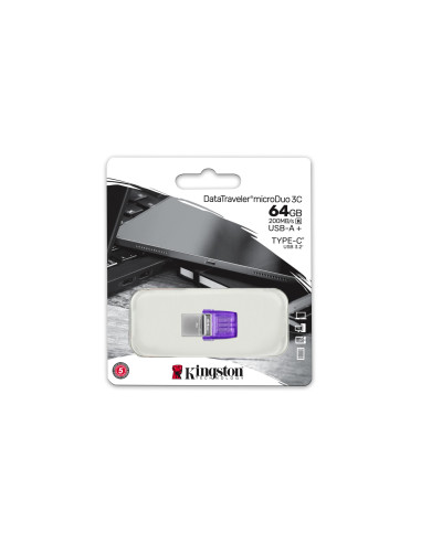 MEMORY DRIVE FLASH USB3.2/64GB DTDUO3CG3/64GB KINGSTON