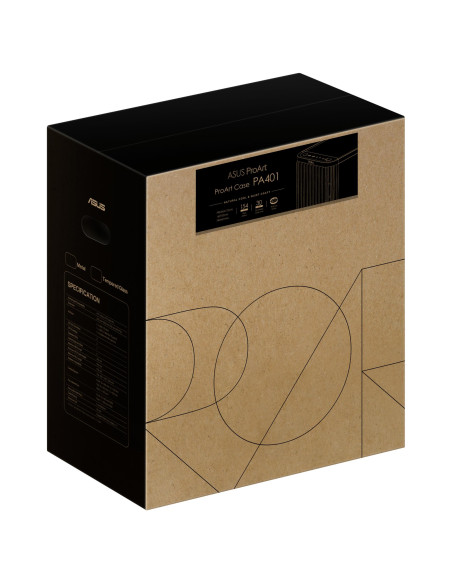 Case, ASUS, ProArt PA401 Wood Edition - Tempered Glass Panel, MidiTower, Case product features Transparent panel, Not included,