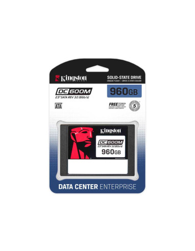 SSD, KINGSTON, DC600M, 960 GB, Serial ATA III, 1752xTBW rating, MTBF 2000000 h, Read speed 560 MB/s, Write speed 530 MB/s, 2.5"