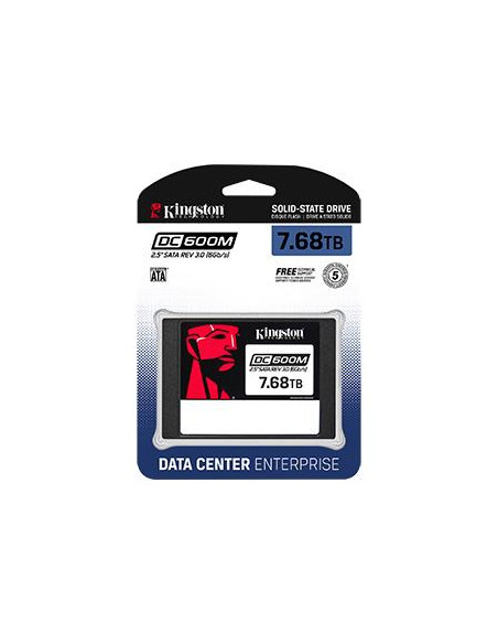 SSD, KINGSTON, 14016xTBW rating, MTBF 2000000 h, Read speed 560 MB/s, Write speed 530 MB/s, Serial ATA III, 2.5", 7680 GB, DC60