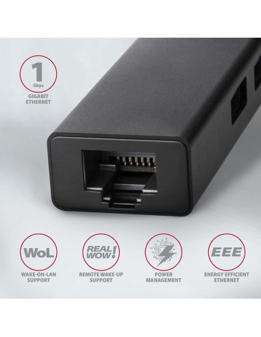 I/O HUB USB3.2 3PORT GLAN/0.2M HMA-GL3A AXAGON