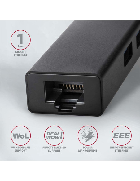 I/O HUB USB3.2 3PORT GLAN/0.2M HMA-GL3A AXAGON
