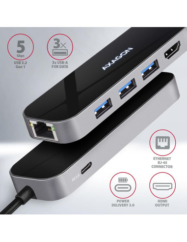 I/O HUB USB-C 6IN1/0.2M HMC-6GL AXAGON