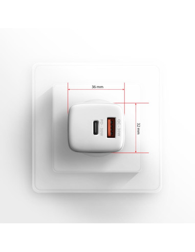 MOBILE CHARGER WALL USB 30W/2PORT WHITE ACU-PQ30W AXAGON