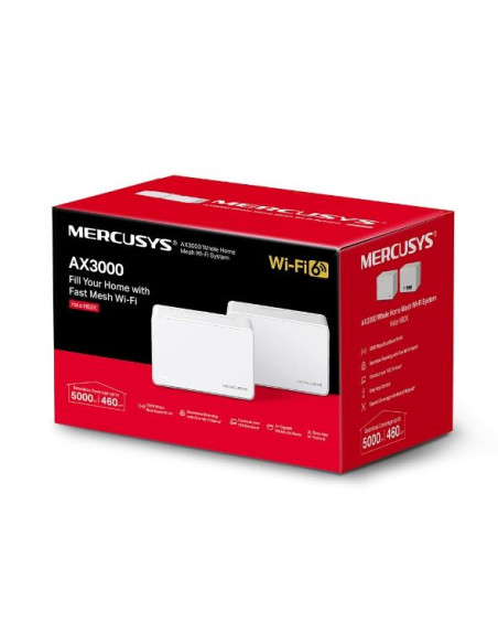 Wireless Router, MERCUSYS, Wireless Router, 2-pack, 3000 Mbps, Mesh, 3x10/100/1000M, HALOH80X(2-PACK)