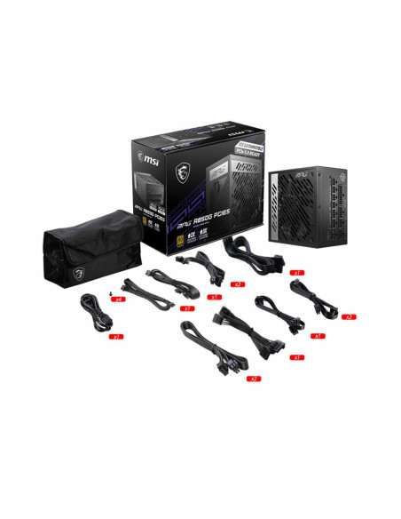 Power Supply, MSI, 850 Watts, Efficiency 80 PLUS GOLD, PFC Active, MPGA850GPCIE5