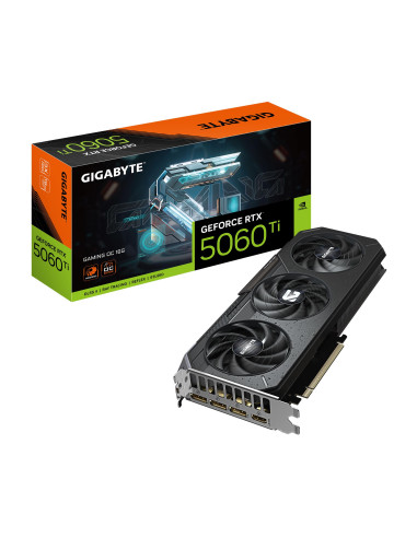 Graphics Card, GIGABYTE, NVIDIA GeForce RTX 5060 Ti, 16 GB, GDDR7, 128 bit, PCIE 5.0 16x, GPU 2647 MHz, Triple slot Heatpipe, N