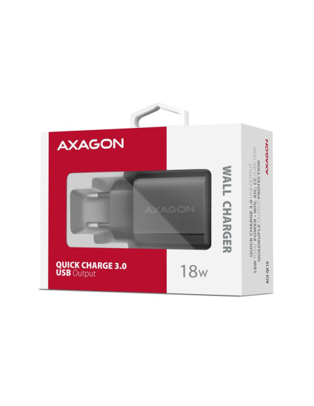 MOBILE CHARGER WALL USB 18W/1PORT BLACK ACU-QC18 AXAGON