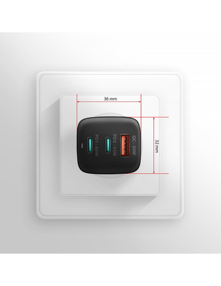 MOBILE CHARGER WALL USB 65W/GAN 3PORT ACU-DPQ65 AXAGON