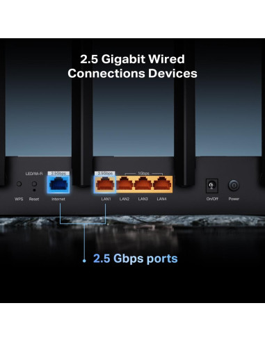 Wireless Router, TP-LINK, Wireless Router, 6500 Mbps, Wi-Fi 7, 3x10/100/1000M, 1x2.5GbE, LAN WAN ports 1, Number of antennas 6,